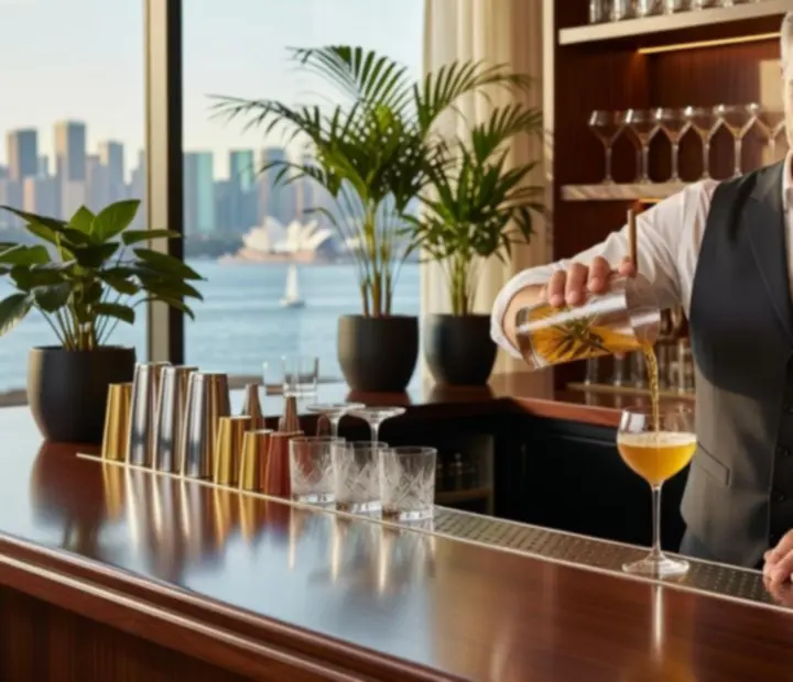 Lead Mixologist at the Showdownsupper bar preparing a signature cocktail